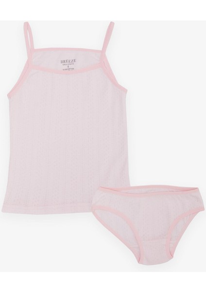 Kız Çocuk Atlet & Slip Takım Jakarlı 3-11 Yaş, Pembe