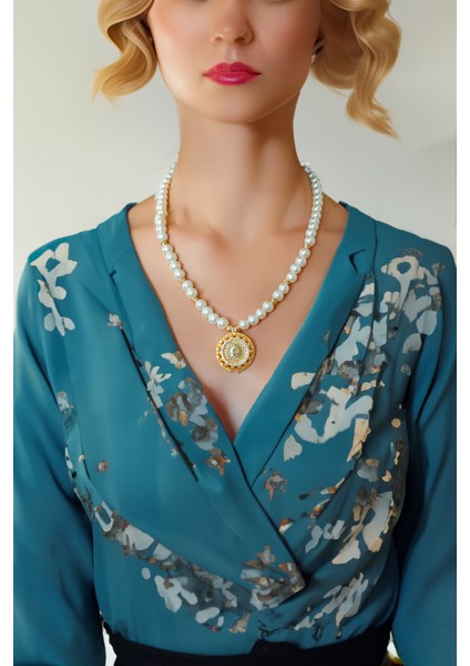 Çeyrek Altın Uyumlu Incili Kolye Çeyrek Takılan Inci Kolye Çeyrek Inci Kolye fiyatları