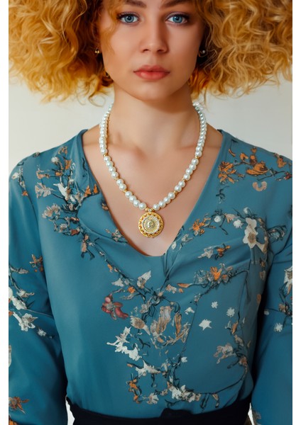 Çeyrek Altın Uyumlu Incili Kolye Çeyrek Takılan Inci Kolye Çeyrek Inci Kolye fırsatları