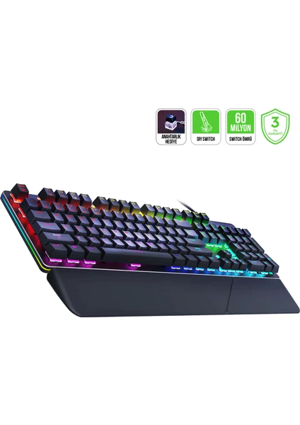 Calypso V2 Rgb Optik Su ve Toza Dayanıklı Mekanik Red Switch USB Dıy Gaming Klavye