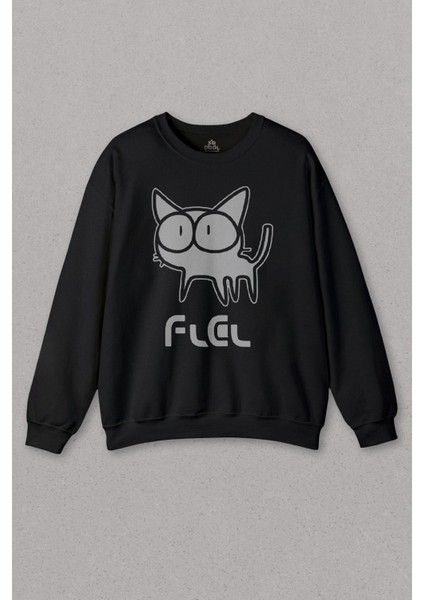 Çizgi Film Fooly Cooly Flcl Anime Cartoon Kedi Baskılı Unisex Sweat