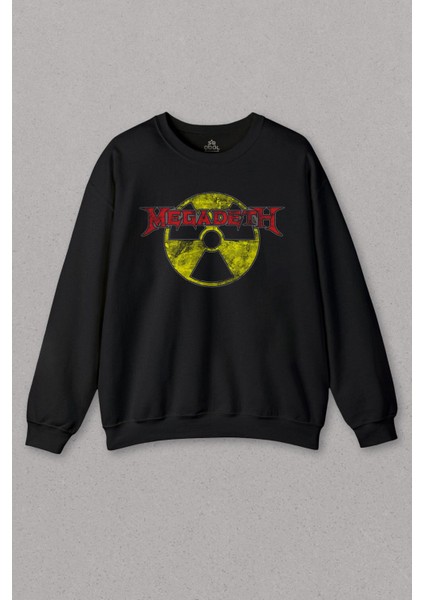 Siyah Sweatshirt Megadeth Radio Actıve Kırmızı Dave Mustaine Sweat