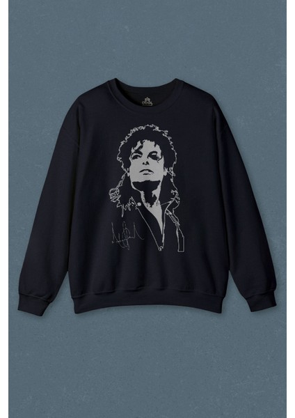 Lacivert Sweatshirt Michael Jackson Dance Moon Light Dancing Dans Baskılı Unisex Sweat
