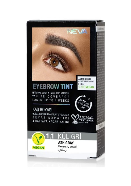 Eyebrow Tınt Kaş Boyası 15ML (Vegan) 1.1 Küllü Gri