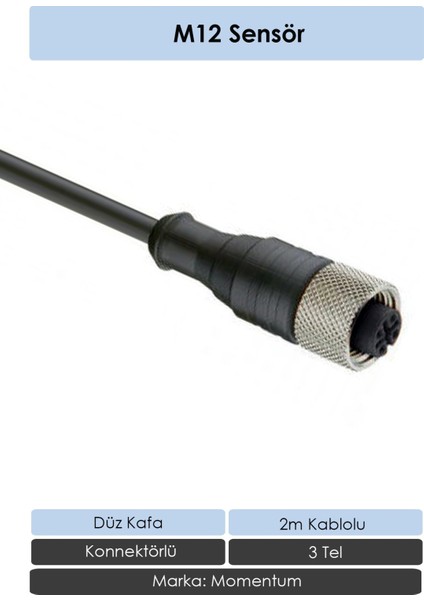 Sensör Konnektör M12 Düz 2 Metre 3 Tel CN12-3020S