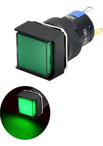 D16 Sinyal LED 24V Kare Yeşil MBT-17230