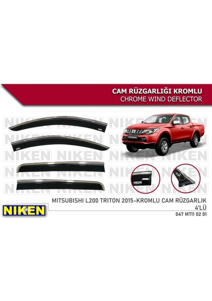 Mitsubishi L200 2015- Kromlu Cam Rüzgarlığı