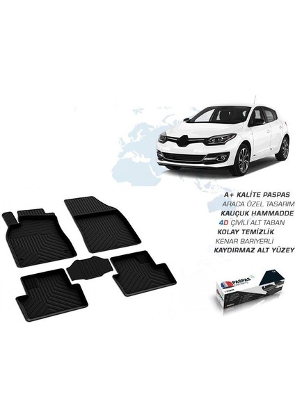 Renault Megane 3 Siyah 4d Refref Kaucuk Havuzlu Oto Paspas fiyatları