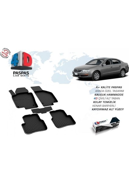 Volkswagen Passat B6 2005-2010 Siyah 4d Paspas