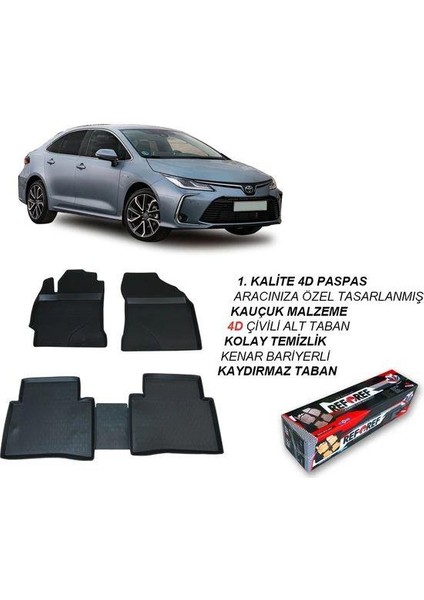 Toyota Corolla 2019 Sonrası Siyah 4d Refref Kaucuk Havuzlu Oto Pa fiyatları