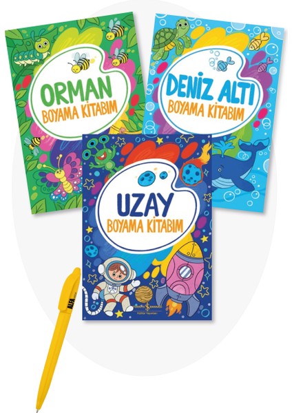 Orman - Deniz Altı - Uzay - Boyama Kitabım 3 Kitap – Alfa Kalem