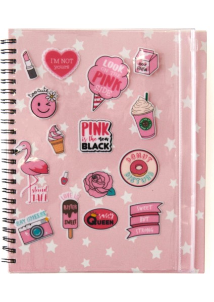 4nio 50 Yaprak Pvc Çanta Kapaklı Defter - Pembe - 21X17 cm