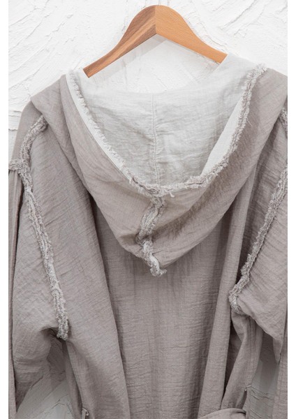 Melsa Erkek Sabahlık %100 Organik Pamuk Müslin Açık Gri modelleri