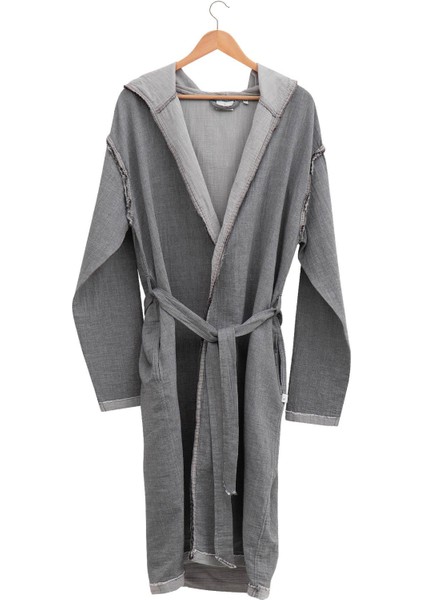 Melsa Erkek Sabahlık %100 Organik Pamuk Müslin Antrasit