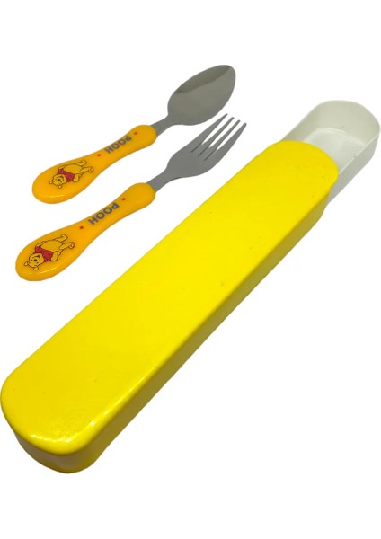 Bebek Çocuk Çatal Kaşık Seti Taşıma Kutulu Pooh fiyatları