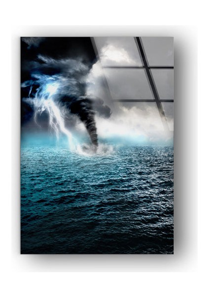 Kasırga Deniz Temperli Cam Duvar Tablosu modelleri