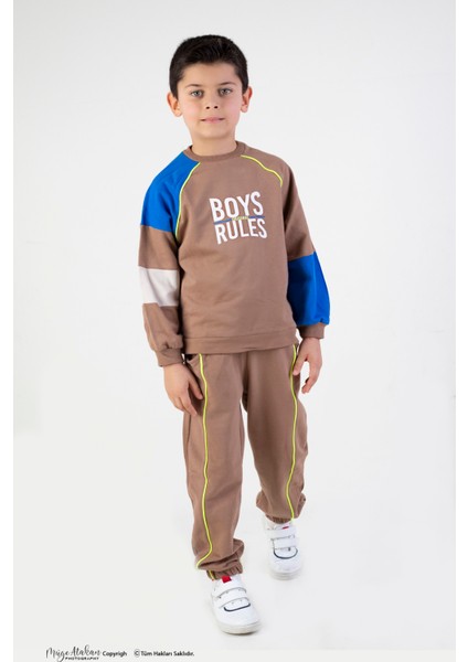 Erkek Çocuk Boys Rules Baskılı Örme Basic Eşofman Takımı modelleri