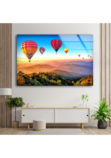 Uçan Balon Temperli Cam Duvar Tablosu