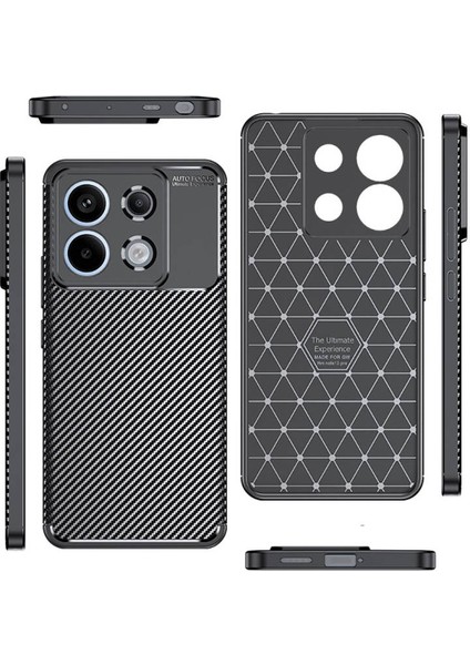 Xiaomi Poco X6 Kılıf Negro Kabon Fiber Silikon + Ekran Koruyucu