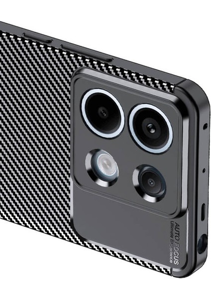 Xiaomi Poco X6 Kılıf Negro Kabon Fiber Silikon + Ekran Koruyucu