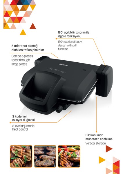 ST-7400S Tost Makinesi Siyah