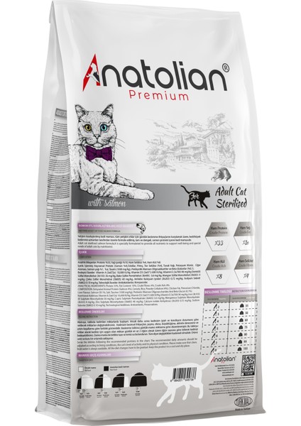 Anatolian Premium Sterilised Salmon Somonlu Kısırlaştırılmış Kedi Maması 2 kg