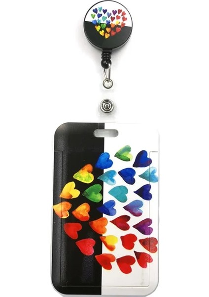 No.2 Tarzı Renkli Gökkuşağı Aşk Kalpleri Moda Ipi Kimlik Kartı Tutucu Otobüs Geçiş Kılıfı Örtüsü Kayma Banka Kredi Kartı Tutacağı Askı Kart Sahibinin (Yurt Dışından)