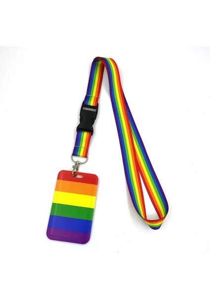 No.10 Tarzı Renkli Gökkuşağı Aşk Kalpleri Moda Ipi Kimlik Kartı Tutucu Otobüs Geçiş Kılıfı Örtüsü Kayma Banka Kredi Kartı Tutacağı Askı Kart Sahibinin (Yurt Dışından)