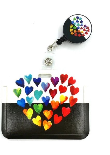 No.4 Tarzı Renkli Gökkuşağı Aşk Kalpleri Moda Ipi Kimlik Kartı Tutucu Otobüs Geçiş Kılıfı Örtüsü Kayma Banka Kredi Kartı Tutacağı Askı Kart Sahibinin (Yurt Dışından)