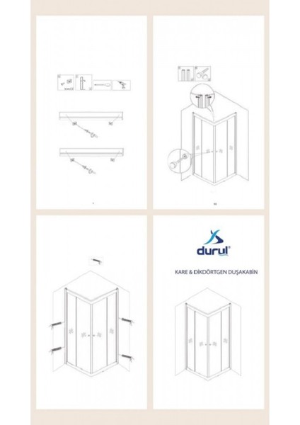 Duşakabin Kare Parlak Profil Kumlama Box Desen Cam