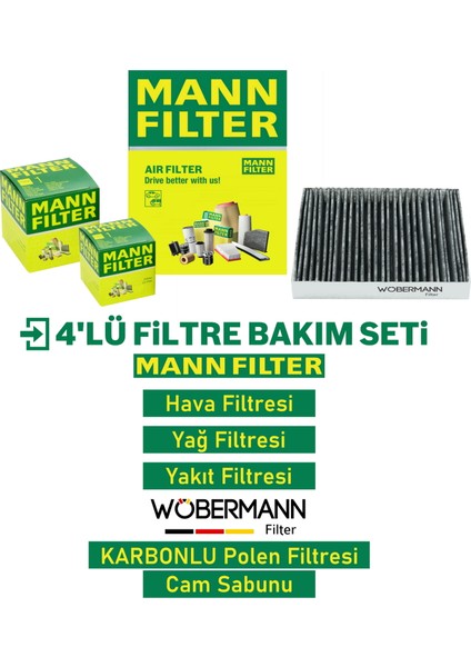 Wöbermann+Mann Peugeot 407 1.6 Hdi Filtre Bakım Seti 2004-2013 4K