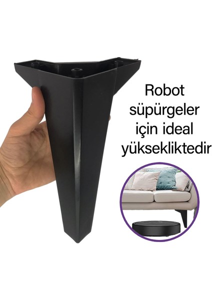 Serdivan 20 cm Siyah Lüx Mobilya Kanepe Sehpa Ünite Koltuk Ayağı Baza Ayak