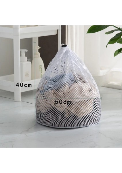 Kalın 40X50CM Stili Ipli Çamaşır Torbası, Ince Fileli Makinede Yıkama, Özel Bakım ve Yıkama Torbası, Kalın File Torba, Büyük Çamaşır Fileli Torba (Yurt Dışından)
