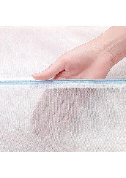 Silindir 22-33CM Tarzı Mavi Fermuar Örgü Yıkama Torbaları Ev Çamaşır Makinesi Çantası Çamaşırhane Iç Çamaşırı Sutyen Çorap Kirli Giysiler Organizatör Çamaşır Sepetleri (Yurt Dışından)