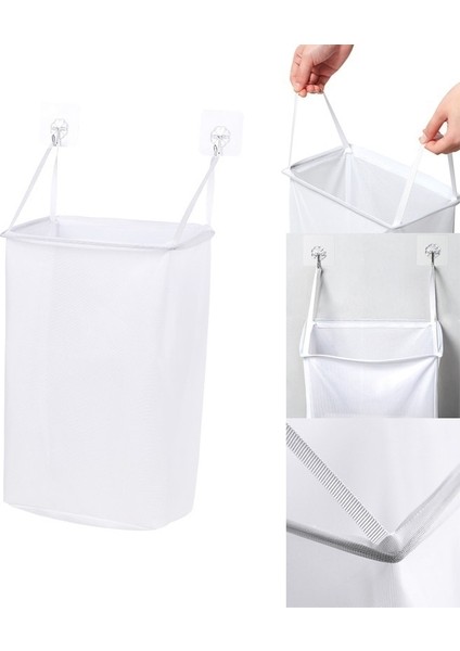 Çamaşır Sepeti Yıkama Giysileri Organizatör Örgü Depolama Punch Ücretsiz Yapışkanlı Kanca Ev Katlanabilir Çok Fonksiyonlu Duvar Asılı (Yurt Dışından) fırsatları