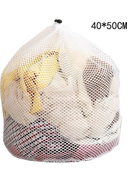 50X40CM Tarzı Kaba Ağ 4 Boyutlu Büyük Çamaşır Torbası Dayanıklı Ince Örgü Çamaşır Torbası Hassas Giysiler Için Kilitlenebilir Ipli Iç Çamaşırı Çorap Sütyen (Yurt Dışından)