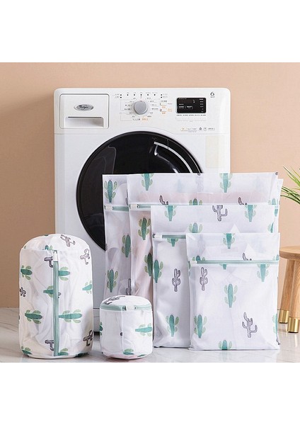 Xl 60-60CM Tarzı Kaktüs Baskı Çamaşır Torbaları Çamaşır Makinesi Için Katlanabilir Örgü Elbise Çantası Iç Çamaşırı Çorap Sutyen Çamaşır Sepeti Yıkama Iç Çamaşırı Çantası (Yurt Dışından)