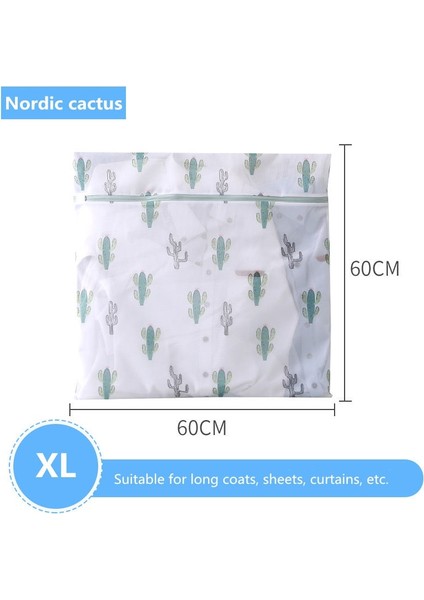 Xl 60-60CM Tarzı Kaktüs Baskı Çamaşır Torbaları Çamaşır Makinesi Için Katlanabilir Örgü Elbise Çantası Iç Çamaşırı Çorap Sutyen Çamaşır Sepeti Yıkama Iç Çamaşırı Çantası (Yurt Dışından)