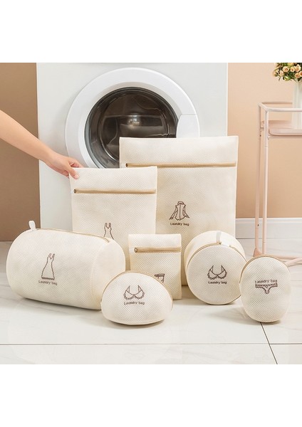 Çorap Stili 7 Boyut Çamaşır Torbaları Örgü Polyester Kirli Çamaşır Torbası Nakış Net Sutyen Yıkama Sepeti Organizatör Iç Giyim Çamaşır Torbası (Yurt Dışından)