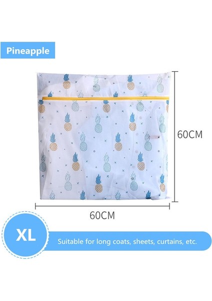 Xl 60-60CM Tarzı Ananas Baskı Fermuarlı Örgü Çamaşır Torbası Polyester Çamaşır Net Çanta Iç Çamaşırı Çorap Çamaşır Makinesi Kılıfı Giysi Sutyen Çantaları (Yurt Dışından) fiyatları