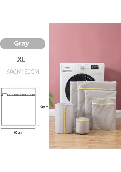 Gri 60-60CM Tarzı Şeker Renkleri Örgü Çamaşır Torbası Ev Çamaşır Makinesi Torbaları Polyester Net Katlanabilir Iç Çamaşırı Yıkama Torbası (Yurt Dışından) fiyatları