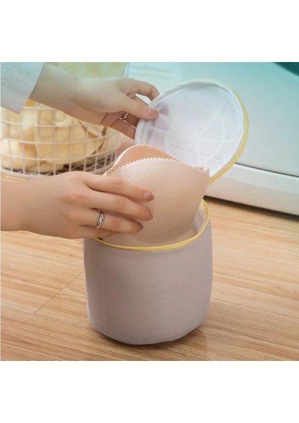 Gri 60-60CM Tarzı Şeker Renkleri Örgü Çamaşır Torbası Ev Çamaşır Makinesi Torbaları Polyester Net Katlanabilir Iç Çamaşırı Yıkama Torbası (Yurt Dışından) indirimleri