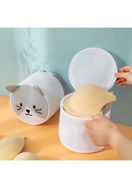 D Stili Karikatür Nakış Kedi Panda Şekli Sutyen Çamaşır Torbası Katlanabilir Çamaşır Makinesi Çantası Yaratıcı Sevimli Iç Çamaşırı Saklama Çantası Banyo (Yurt Dışından) fırsatları