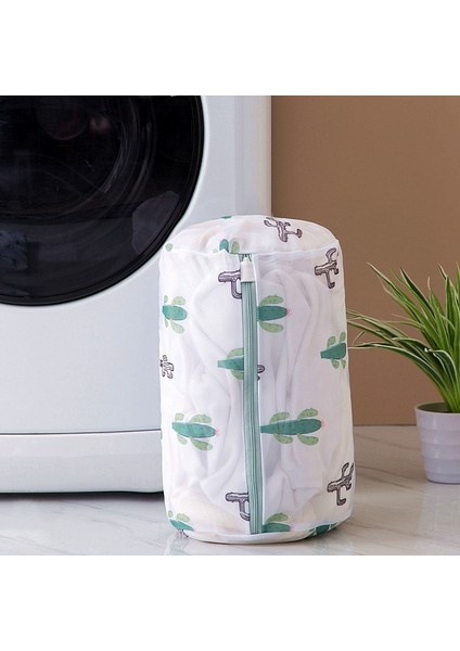 Xl 60-60CM Tarzı Kaktüs Baskı Çamaşır Torbaları Çamaşır Makinesi Için Katlanabilir Örgü Elbise Çantası Iç Çamaşırı Çorap Sutyen Çamaşır Sepeti Yıkama Iç Çamaşırı Çantası (Yurt Dışından)