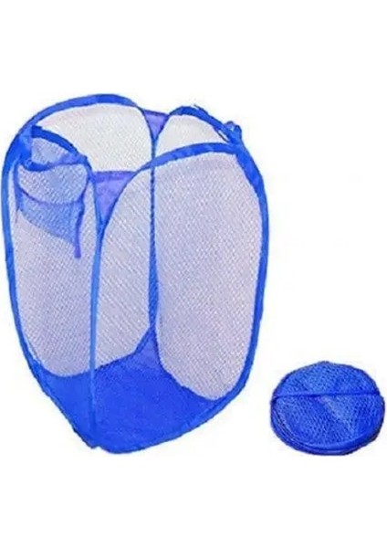 Mavi Stil Çamaşır Torbası Pop Up Mesh Yıkama Katlanabilir Çamaşır Sepeti Torbası Çöp Sepeti Depolama (Yurt Dışından)