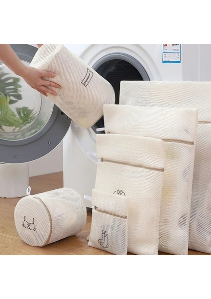 Bej Altı Parçalı Takım Stili Ev Net Cep Iç Çamaşırı Iç Çamaşırı Çamaşır Makinesi Koruma Torbaları Kalınlaşmış Polyester Sutyen Bakım Örgü Katlanır Çamaşır Torbası (Yurt Dışından) fırsatları