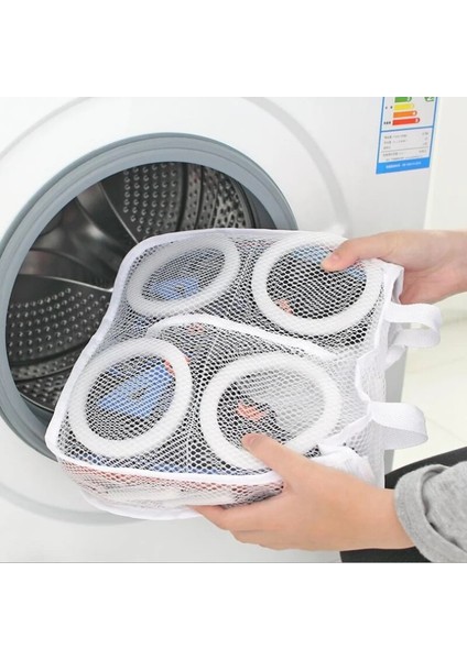 Beyaz Stil Ayakkabı Yıkama Torbası Çamaşır Torbası Kuru Ayakkabı Saklama Çantası Polyester Seyahat Ayakkabı Saklama Torbaları Iç Çorap Sutyen Örgü Çamaşır Torbaları (Yurt Dışından) fiyatları