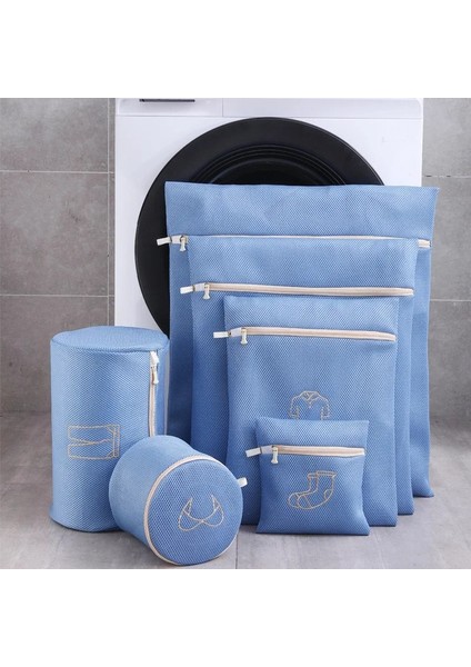 Morandi Mavi Tarzı S 19-20CM Çamaşır Makinesi Çamaşır Torbası Kalın Net Kirli Giysiler Yıkama Torbası Seyahat Giyim Saklama Torbaları Sutyen Yıkama Sepeti Iç Çamaşırı (Yurt Dışından)