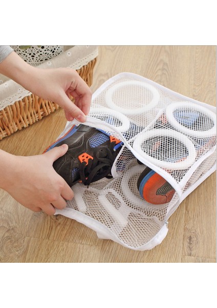 Beyaz Stil 28X24.5X8CM Tembel Ayakkabı Yıkama Torbaı Zip Çamaşır Torbası Kuru Ayakkabı Ev Düzenleyici Örgü Çamaşır Torbası Iç Çamaşırı Sutyen Ayakkabı Havalandırma Kuru Aracı (Yurt Dışından) fırsatları
