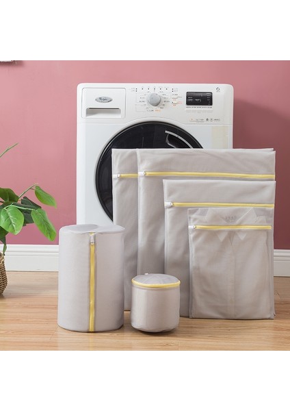 Sarı Stil L Beden Düz Renk Fermuar Örgü Çamaşır Torbası Polyester Katlanabilir Ince Net Çamaşır Sepeti Sütyen Çorap Kirli Giysiler Çamaşır Makinesi Çantası (Yurt Dışından)
